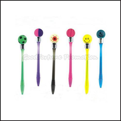 Hot Sale Cheap Promotional printed logo led light ball shape smile ballpoint pen gift
