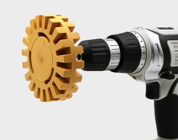 4 Inch Double Sided Adhesive Graphics Removal Tool Rubber Eraser Wheel for Drill