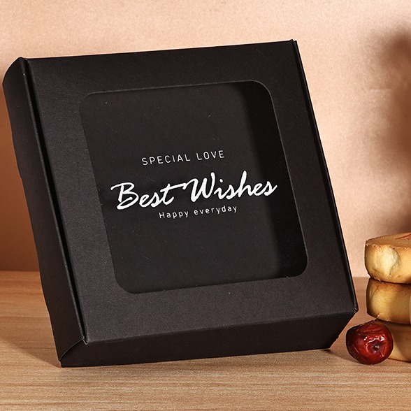 Transparent Kraft Paper Gift Boxes With Windows Folding Packaging Boxes Food Packaging Boxes With Printed Logos