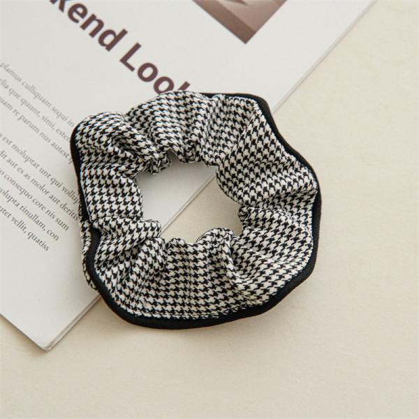 Autumn winter claved fabric houndstooth bird lattice hair band headdress Japanese Korean women's headtie rope