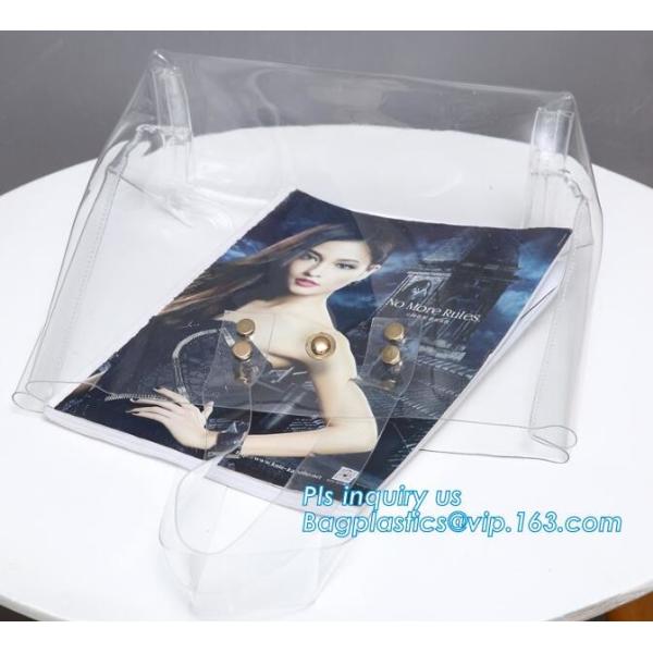 Eco-friendly washable kraft paper with PVC handle bag for women, Die cut handle soft PVC packaging bags for tool, handy