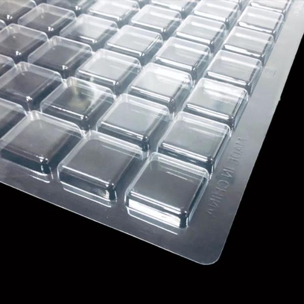 Custom 48-Cell Food Grade Clear PET Blister Tray for Secure Chocolate Packaging