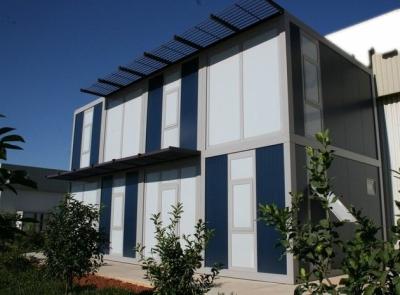 Recipiente modular moderno da casa - construção de aço galvanizada, bloco liso