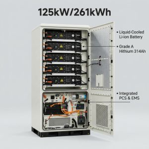 Liquid-cooled Lithium-ion Battery Industrial & Commercial Energy Storage System 125kW 261kWh BESS Hithium 314Ah