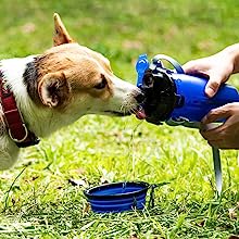 Dog Travel Water Bottle Collapsible Bowls, 2 in 1 Pet Food Container with Collapse Bowls, Outdoor Portable Water Bowls