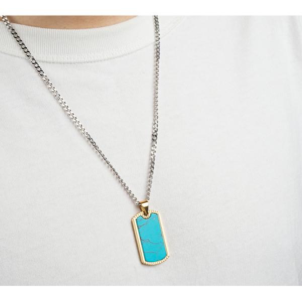 Collar de colgante cuadrado de acero inoxidable para hombres colgante cristiano con collar de cadena de incrustación azul