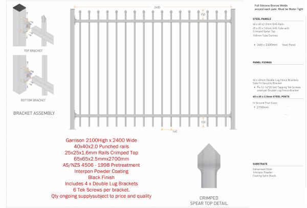 2400mm width  Crimped spear metal garrison fence supplier