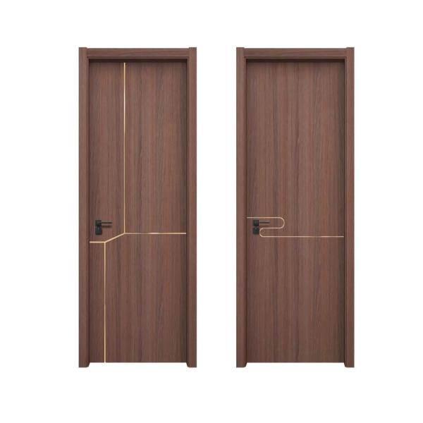 Modern Solid Hotel Melamine Wooden Interior Doors Soundproof Brown Grey