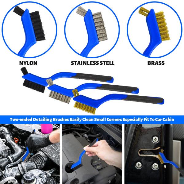 22 Pcs Kit de detalle de automóviles cepillos Conjunto de limpieza de interiores con perforación automática cepillado blando pegamento esponja almohadillas de pulido