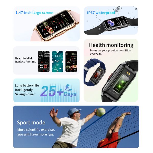 Eraysun 2025 New Smart Watches Ladies Message Push Pressure Tracker Sport Bracelet Waterproof Men Women Smartwatch