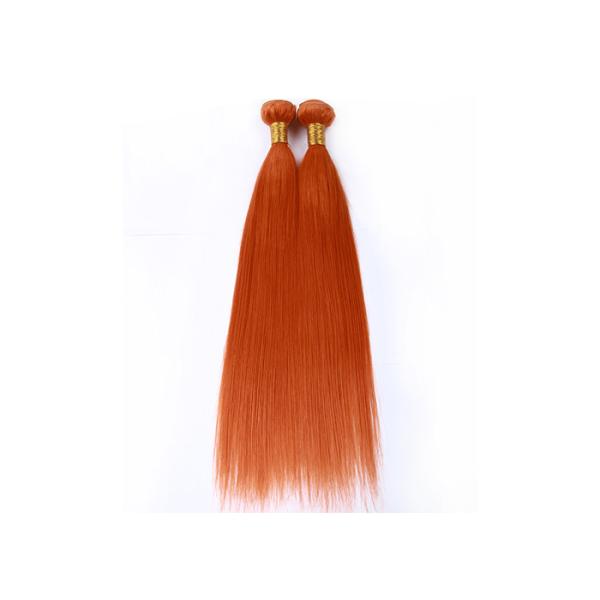 Orange Virgin Human Hair Extensions 12 Inch Double Stitch Weft Single Drawn