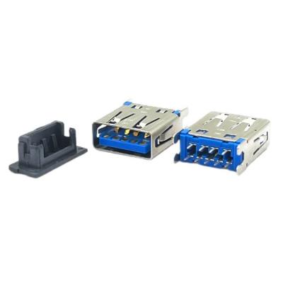PA10T azul USB 3.1 9 pinos PCB conector de soquete USB fêmea 180 graus SMT DIP