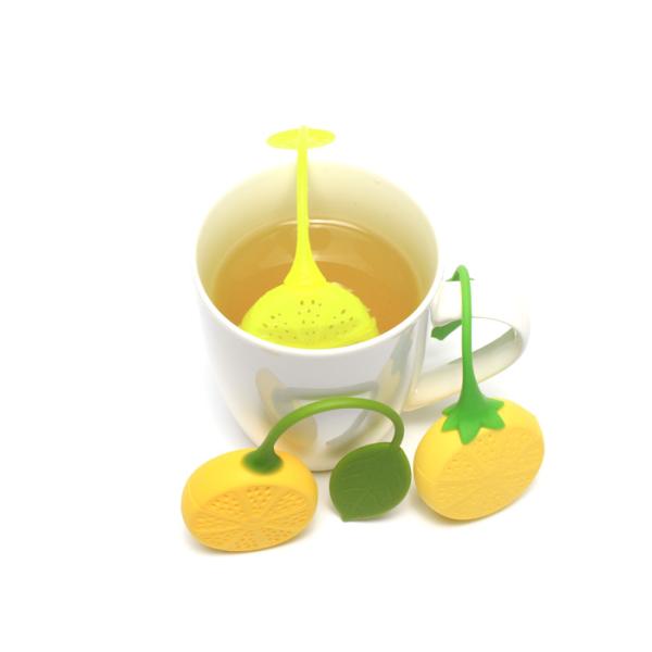 18.5x5x2cm Lovely Lemon Shape Loose Leaf Silicone Tea Strainer Safe Food Grade SSTI04