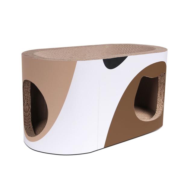 Double Layer Cat Scratching Board Nest Corrugated Paper Curved Top Double Cat Hole Design Cat's Body Curve