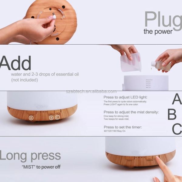 500ml Smart Humidifier Large Room Aromatherapy Essential Oil Diffuser with Remote Control for Bedroom