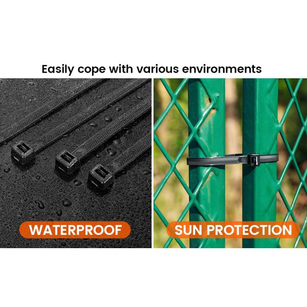 250 LBS Tensile Strength 12-Inch V-Shaped Double Sided Toothed Nylon Cable Ties Self-Locking Adjustable 50 Pack for Indoor