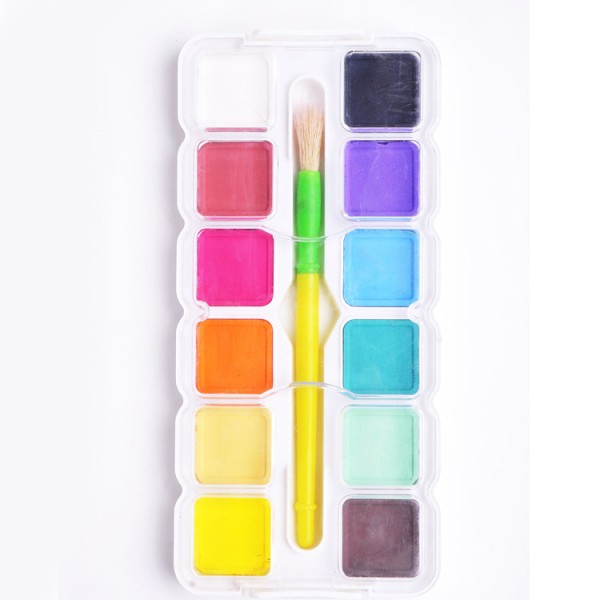transparent plastic box b2c wholesale 12color 30mm square watercolor paint set