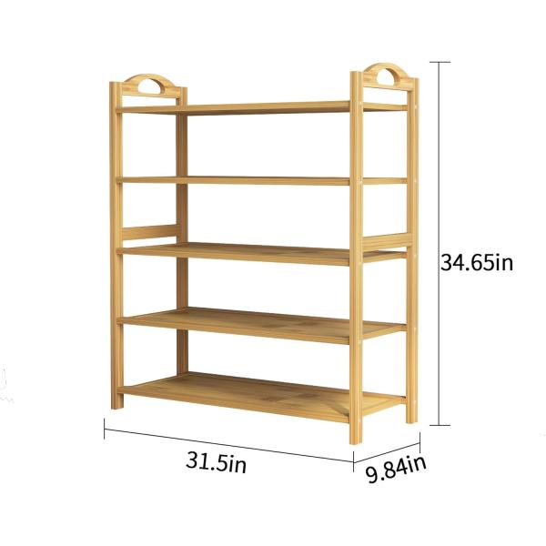 Wooden 5-Tier Natural Bamboo Shoe Rack Stackable Storage Shelf for Multi-Function OEM