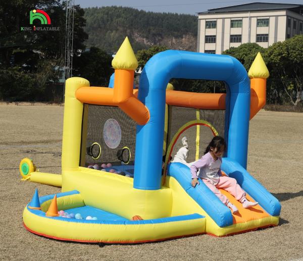 Kids Inflatable Bounce House Combo Party Toddler Inflatable Jumping Bouncy Castle With Slide Pool Basket Dartboard Trampoline