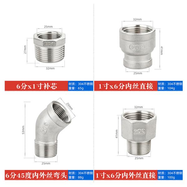 Equal Thread NPT Connection Stainless Steel 304 Outer Wire Joint Pipe Fittings for Plumbing Materials and Materials