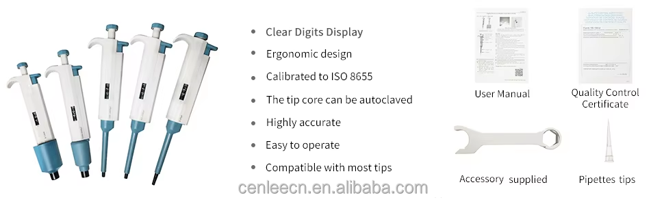 CenLee Plastic Liquid Dosing Dispenser Digital Fixed Variable Micro Pipette Adjustable Volume Autoclavable Laboratory
