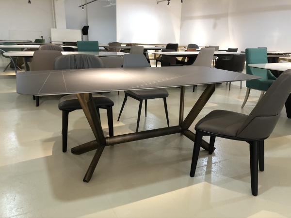 Modern Marble Bronze Stainless Steel Base 1.8 Large Table Customized Black Slate Dining Table