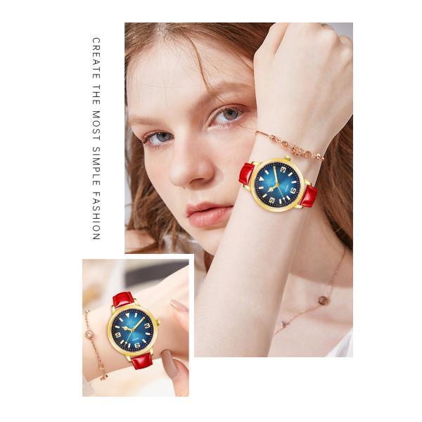 Projeto impermeável de aço inoxidável da correia de couro do relógio de quartzo do diamante 3ATM da caixa da liga da forma para mulheres