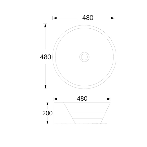 Easy Clean Round Basin Sinks Space Saving Counter Top Basin Orin OR8040