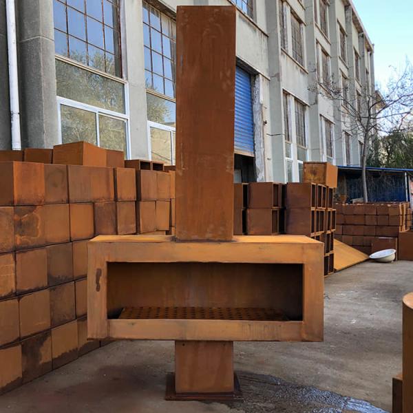 fogo de aço Pit Rustic Red de 120cm Corten chaminé exterior de aço de um Corten de 47 polegadas