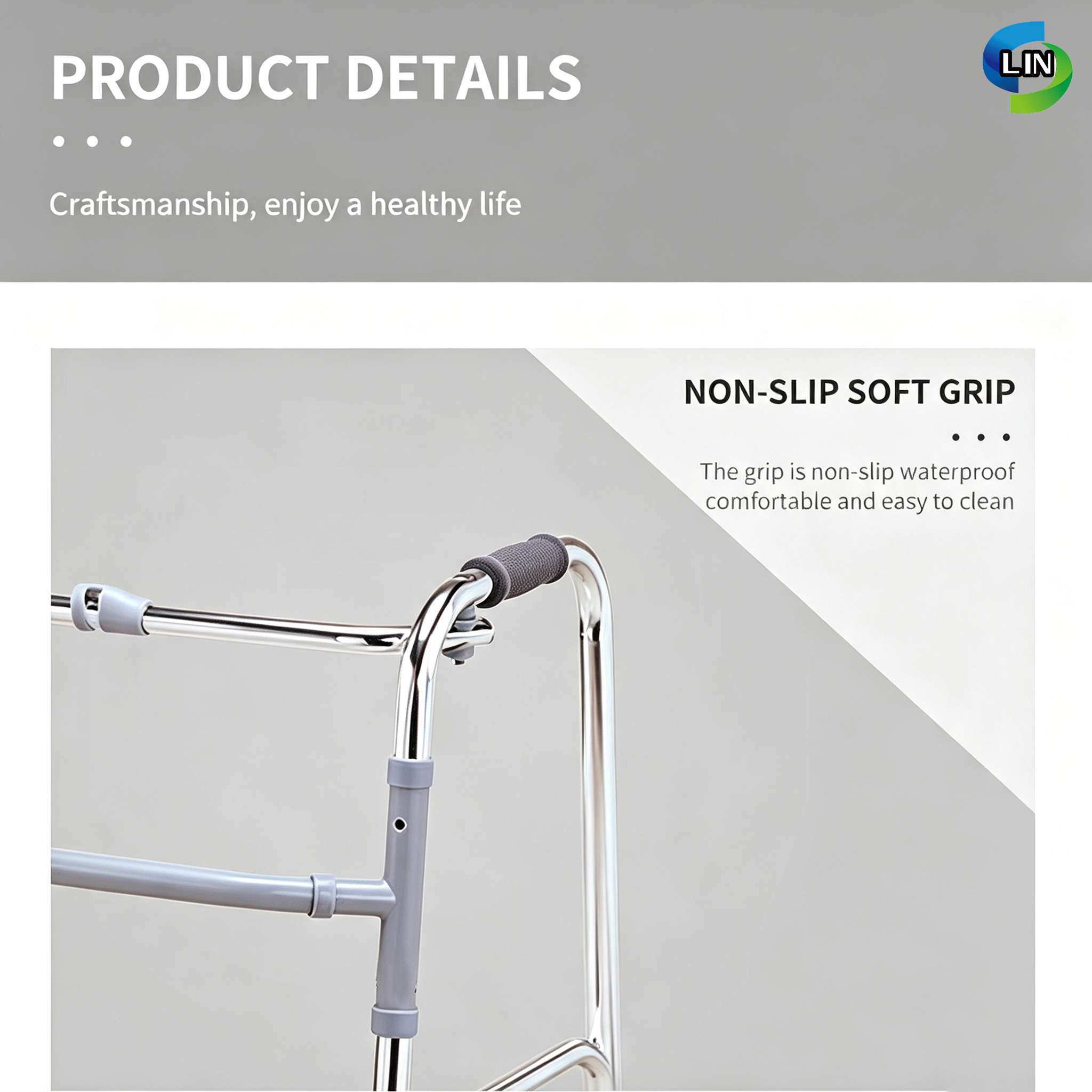 Lightweight CE Certified Medical Walker Frame for Sanitary Health Care and Rehabilitation Therapy