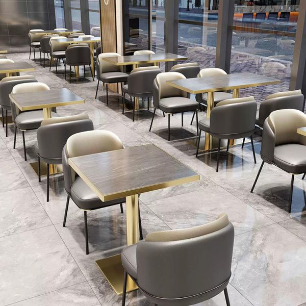 Modern Design Leather Restaurant Seating Set Color-Blocked Booths Dining Tables 2-3 People Commercial Furniture Hotel Cafe
