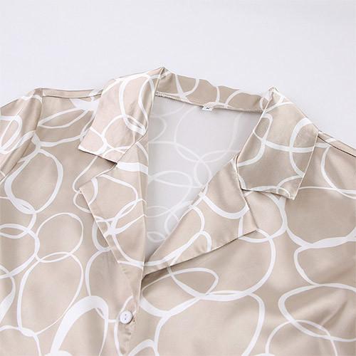 2022 irregulares da forma impressos por muito tempo Sleeved o pijama fraco ajustado para senhoras