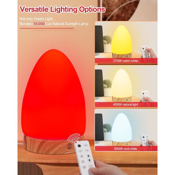 Red Light Night Light Desk Lamp with 670nm Wavelength Multi-Color Options and USB Charging for Sleep Aid