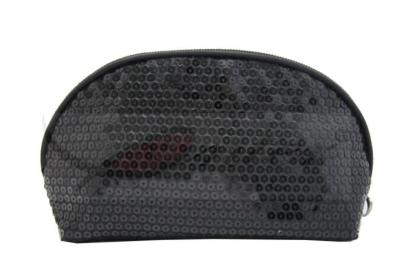 Personalized Black Sequin Travel Cosmetic Bags Ladies Makeup Bags For Women