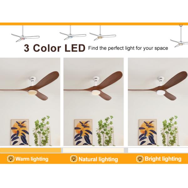 1stshine Hotel Decorativo LED ventilador de teto com iluminação dimmable e lâminas de madeira