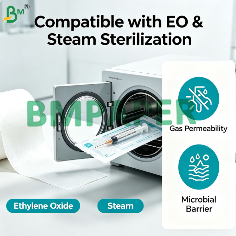 Sterilization Paper 60gsm Medical Dialysis Paper For Syringe Blister Packaging