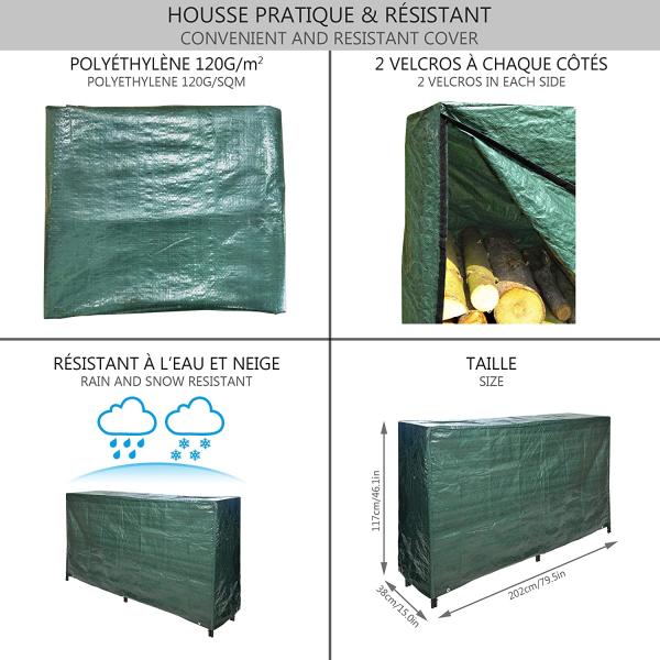 Firewood Rack with Cover Metal Log Store Outdoor 200 x 116 x 36 cm Black