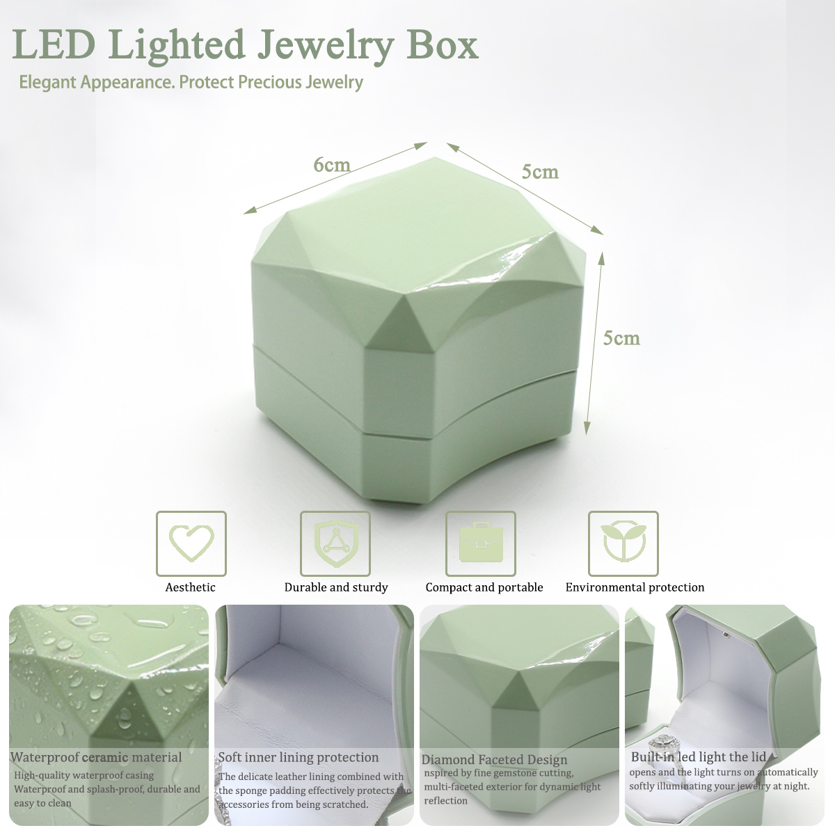 Luxury Faceted Illuminated Engagement Ring Box Multi Color Jewelry Box With Led