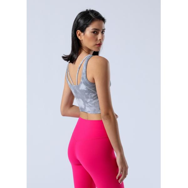 Buttery Soft Tie Dye Yoga Bra High Impact Bra Push Up Shockproof Gym Fitness Bra