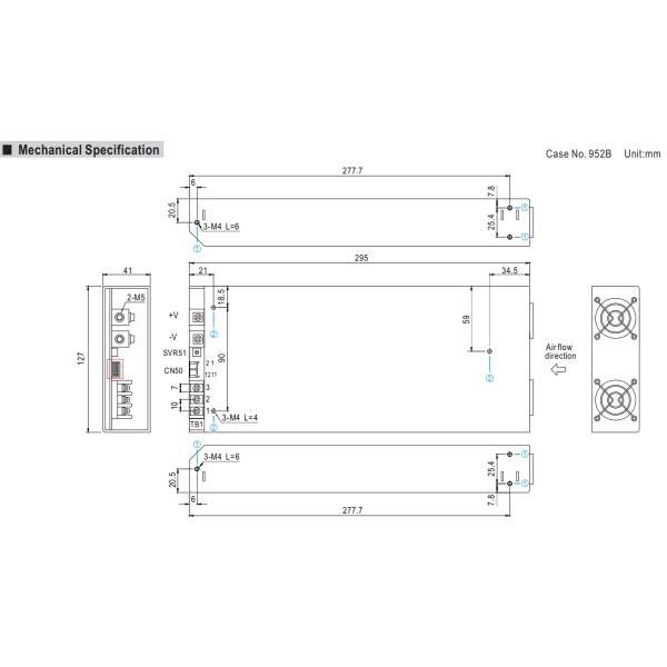 Meanwell светодиодный источник питания одноразовый выход 1000w RSP-1000-24 24V выход 40A Функция PFC