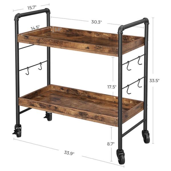Bar Cart for Sale, Kitchen Trolley Cart, Industrial Rolling Cart, Trolley Cart with Shelves, ULRC85BX