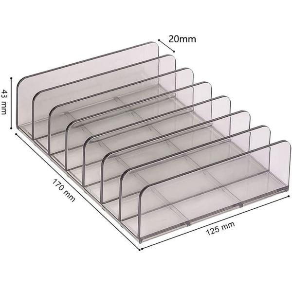 Organizador de maquillaje y sombra de ojos acrílico transparente con divisores Caja de almacenamiento de escritorio para polvo de rubor y cosméticos