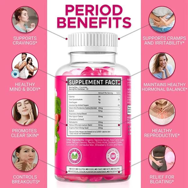 Custom label vitamin supplement vitamins vegan supplements PMS gummies for Women To Balance Hormone Mood Support