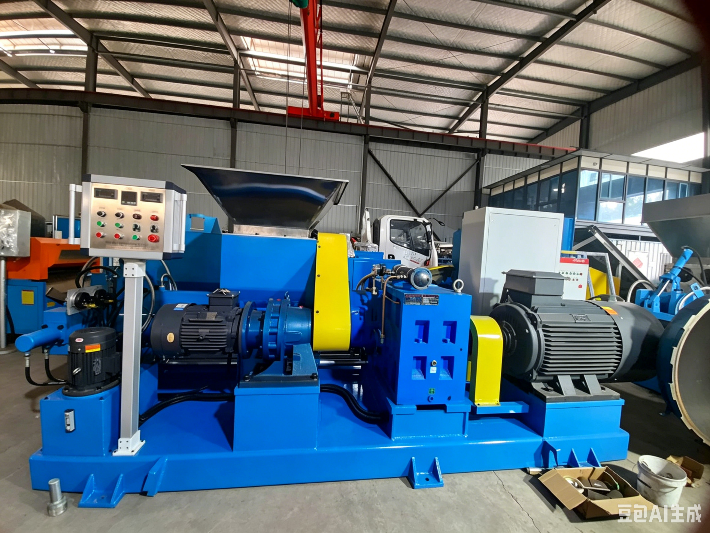 Forced feed Rubber Strainer Extruder / Two Rotor Hot Feed Rubber Strainer Extruding Machine