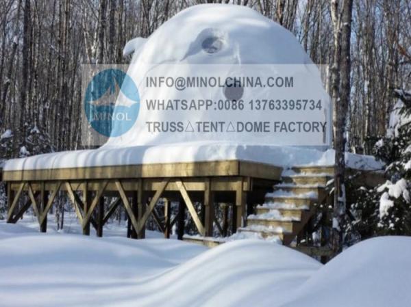 Winter Camping 6m Heat Proof Geodesic Dome Tent Transparent