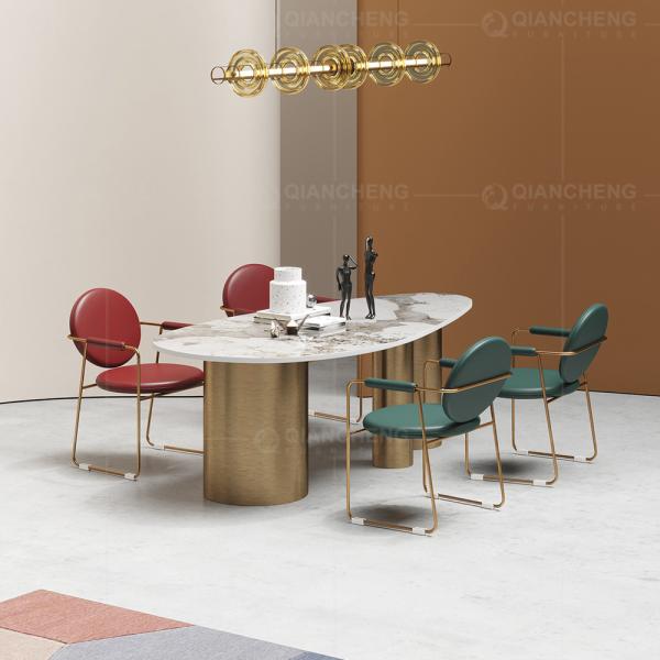 Mesa de jantar 0.4CBM 8 Seater 1.2mm 201 de mármore luxuosa à moda de Uber de aço inoxidável