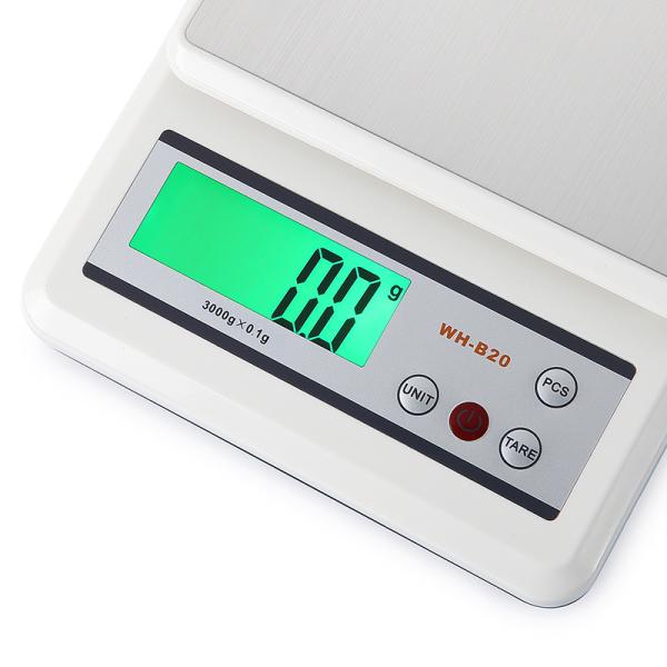 10kg*1g Capacité WeiHeng WH-B20 Balance de poids de cuisine en acier inoxydable avec certification CE ROHS FCC et pesée précise