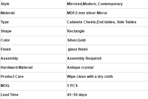 Living Room Cabinet Modern 4 Drawers 4 Doors Buffet Cabinet Table with Mirrored Finish