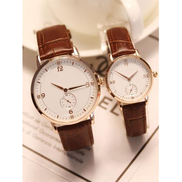 Brown Leather Band Quartz Couple Watch Genuine Diamond Quartz Watch