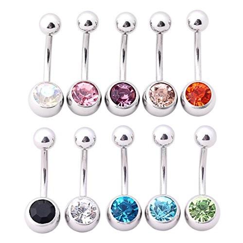 20 colors rhinestone belly rings 316L stainless steel belly rings